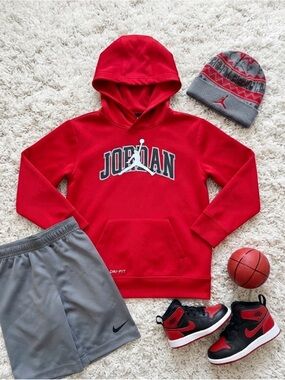 Jordan Red Pullover Hoodie with Logo
